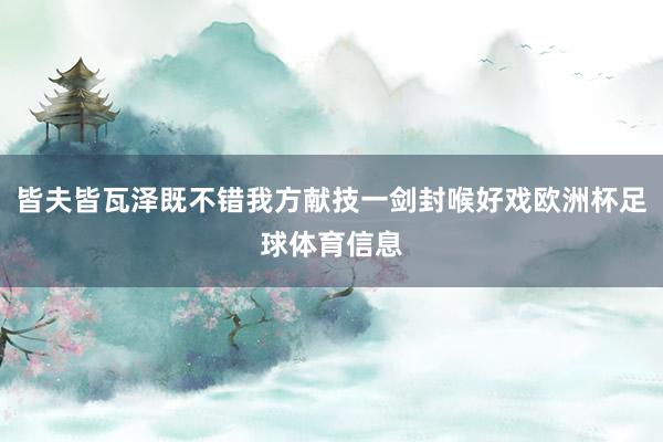皆夫皆瓦泽既不错我方献技一剑封喉好戏欧洲杯足球体育信息