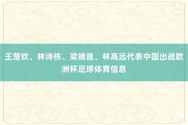 王楚钦、林诗栋、梁靖崑、林高远代表中国出战欧洲杯足球体育信息