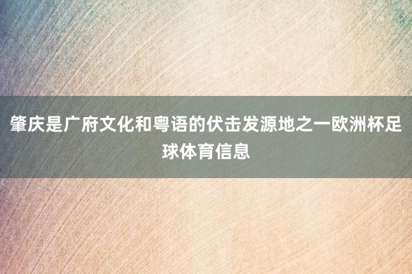 肇庆是广府文化和粤语的伏击发源地之一欧洲杯足球体育信息