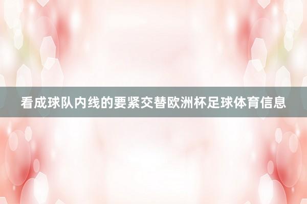 看成球队内线的要紧交替欧洲杯足球体育信息