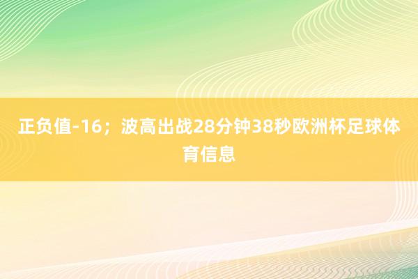 正负值-16；波高出战28分钟38秒欧洲杯足球体育信息