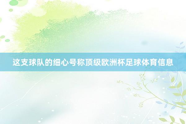 这支球队的细心号称顶级欧洲杯足球体育信息