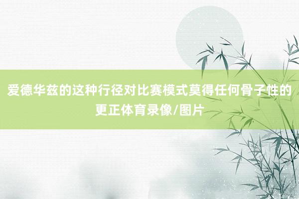 爱德华兹的这种行径对比赛模式莫得任何骨子性的更正体育录像/图片