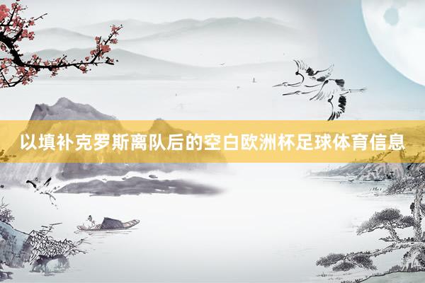 以填补克罗斯离队后的空白欧洲杯足球体育信息