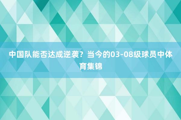中国队能否达成逆袭？当今的03-08级球员中体育集锦