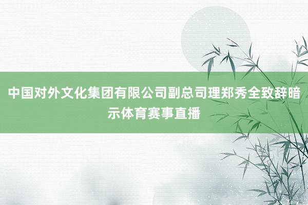 中国对外文化集团有限公司副总司理郑秀全致辞暗示体育赛事直播