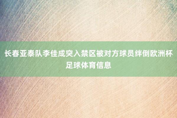 长春亚泰队李佳成突入禁区被对方球员绊倒欧洲杯足球体育信息