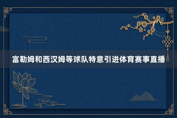 富勒姆和西汉姆等球队特意引进体育赛事直播