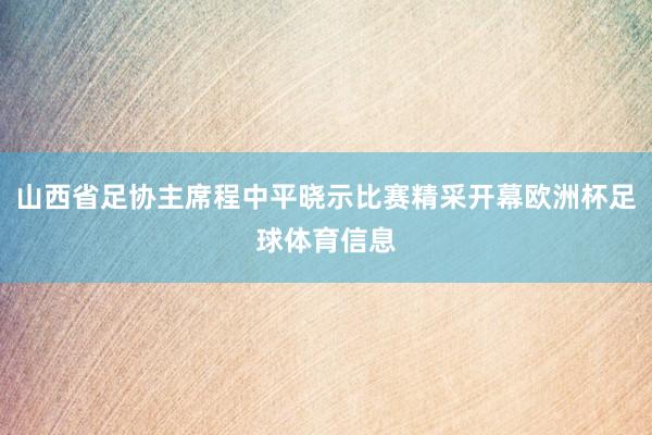 山西省足协主席程中平晓示比赛精采开幕欧洲杯足球体育信息
