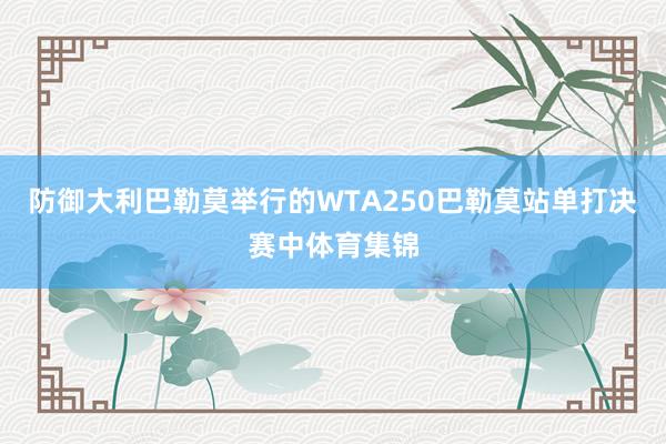 防御大利巴勒莫举行的WTA250巴勒莫站单打决赛中体育集锦