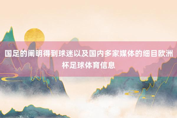 国足的阐明得到球迷以及国内多家媒体的细目欧洲杯足球体育信息
