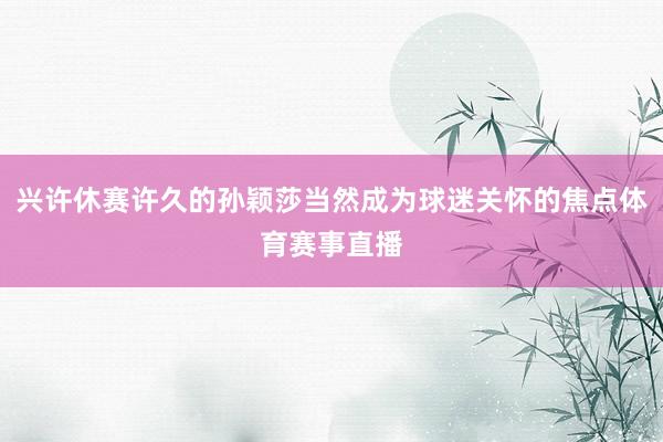 兴许休赛许久的孙颖莎当然成为球迷关怀的焦点体育赛事直播