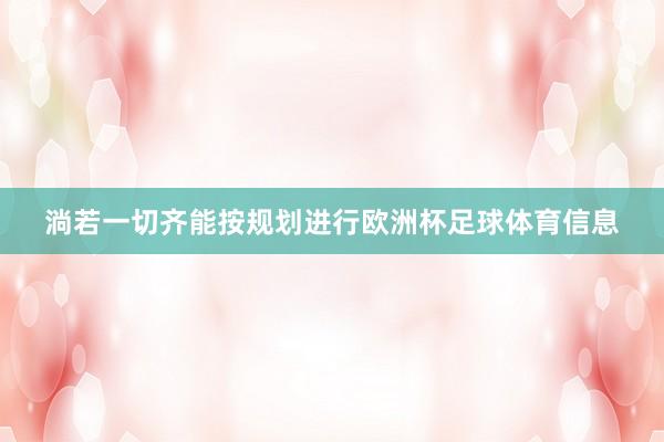 淌若一切齐能按规划进行欧洲杯足球体育信息