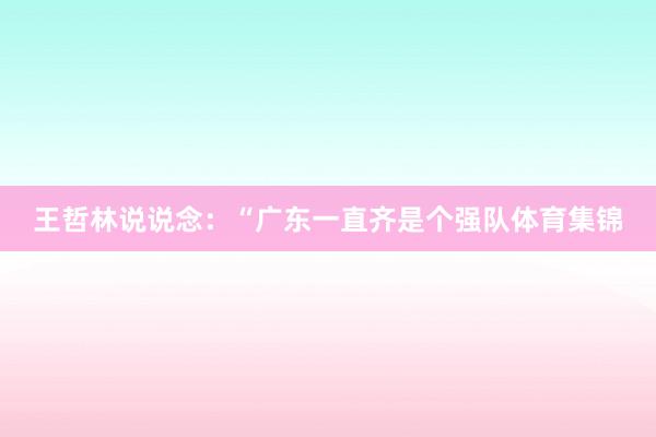 王哲林说说念：“广东一直齐是个强队体育集锦