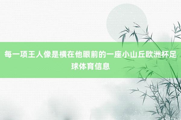 每一项王人像是横在他眼前的一座小山丘欧洲杯足球体育信息